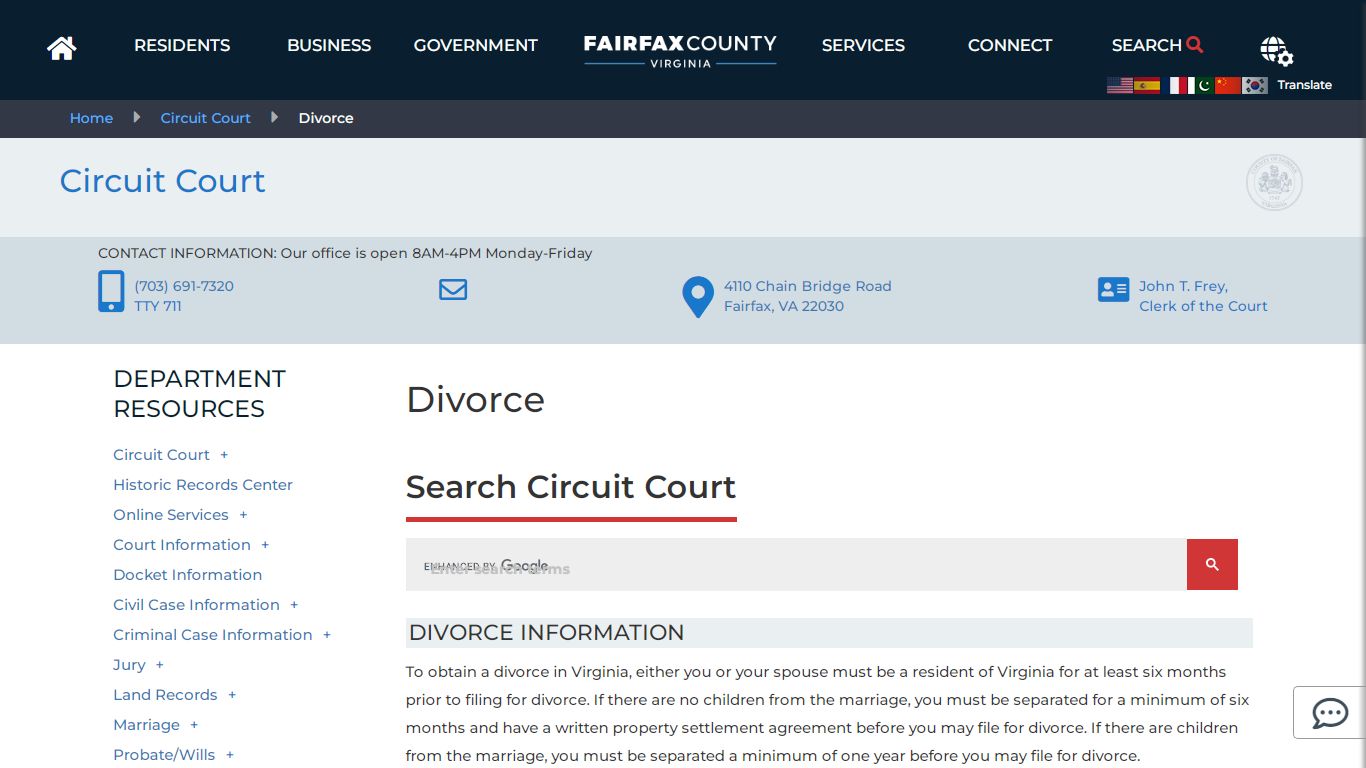 Divorce | Circuit Court - Fairfax County, Virginia